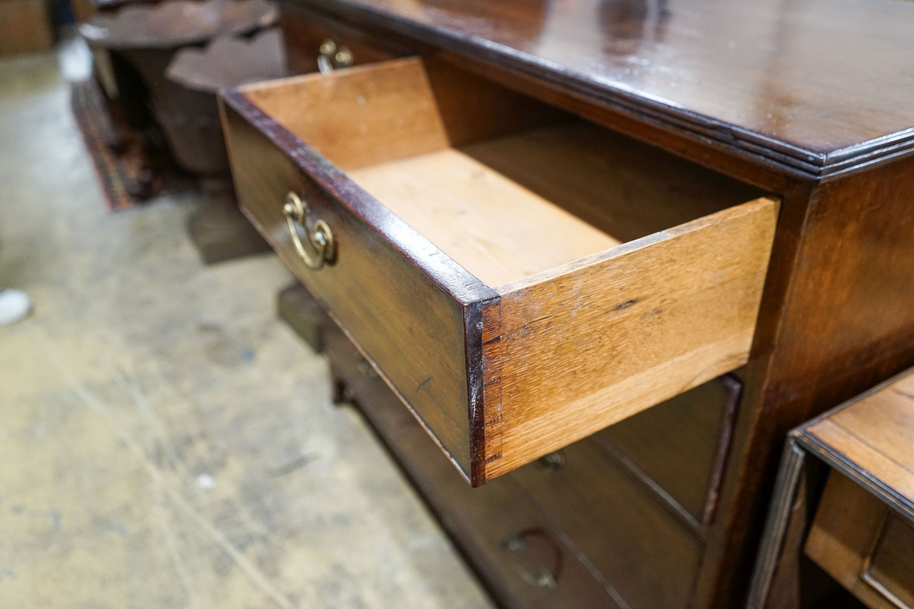 A late George III mahogany chest of drawers, width 113cm, depth 54cm, height 97cm